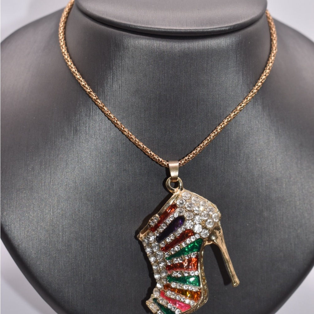 Elegant Multicolor High Heel Pendant Necklace